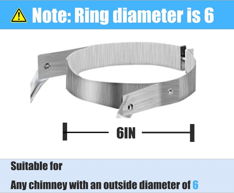 Ebusin 2025 Update Silver Plated High-End 6" Extended Roof Bracket Supports Chimney Stove Pipe for DuraVent Triple Wall 2" I.D ,Suitable for All Outer Diameters of 6", Stability Against Wind & Snow - Image 3